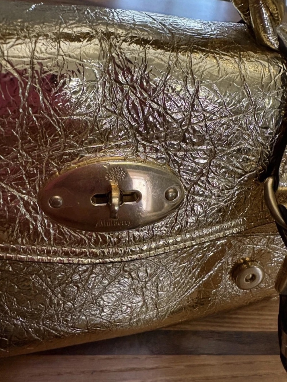 Mulberry Metallic Gold Braided-Handle Satchel - Picture 3 of 11